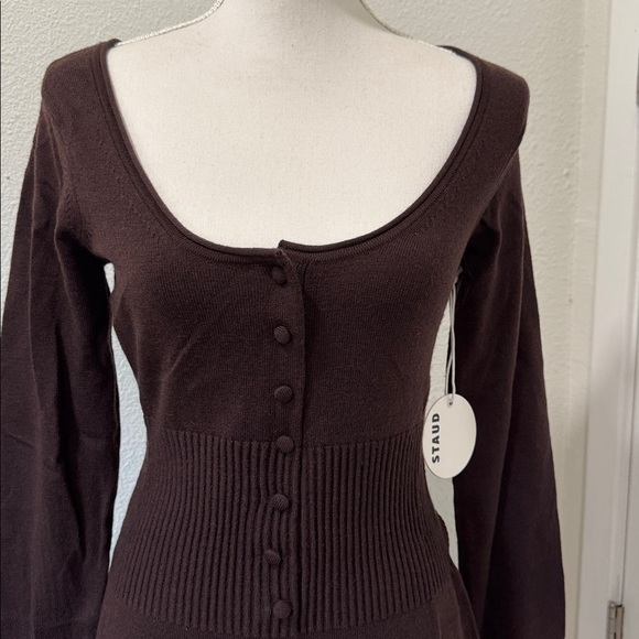 NWT Staud Brown Midi sweater Dress sz S - Picture 2 of 4